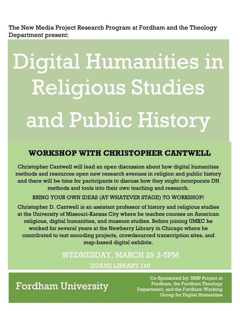 DISCUSSION AND WORKSHOP ON DIGITAL HUMANITIES IN RELIGIOUS STUDIES AND PUBLIC HISTORY